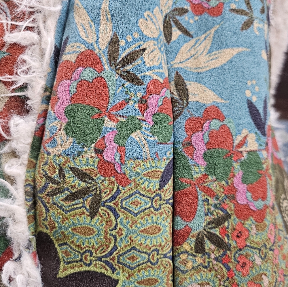 🎁HOLIDAY SPECIAL🎁JOHNNY WAS Sherpa Biya Floral Tapestry Faux Fur Lined Coat - Picture 15 of 16